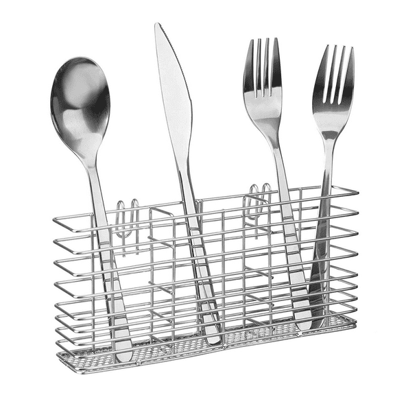 SANNO Kitchen Utensil Holder Stainless Steel Cutlery Organizer Silverware Tray Holder, Utensil Drying Rack with Hooks, Removable Flatware Organizer Utensil Forks and Spoon Holder Cutlery Basket