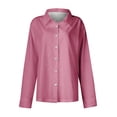 thumbnail image 6 of vigerkar Womens Dressy Button Down Shirts Work Long Sleeve Blouses Casual Lapel Loose Fit Trendy Tops (Pink, L), 6 of 7