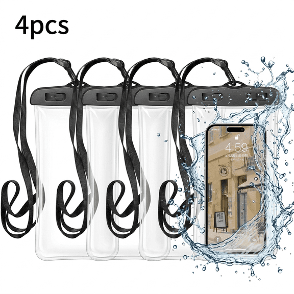 ROSEXIXI Waterproof Phone Pouch 4 pcs Universal Touchscreen Cell Case With Lanyard IPX8 Certified Clear Waterproof Bag Submersible Dry Holder For Swimming Snorkeling Boating Beach Travel