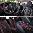 thumbnail image 4 of Pzuqiu Dreamy Mushroom 14 Pcs Interior Covers Front Saddle Blanket Rear Split Bench Cover Steering Wheel Center Console Cushion Pad Shoulder Strap Pads Seat Headrest Coasters Keychain, 4 of 7