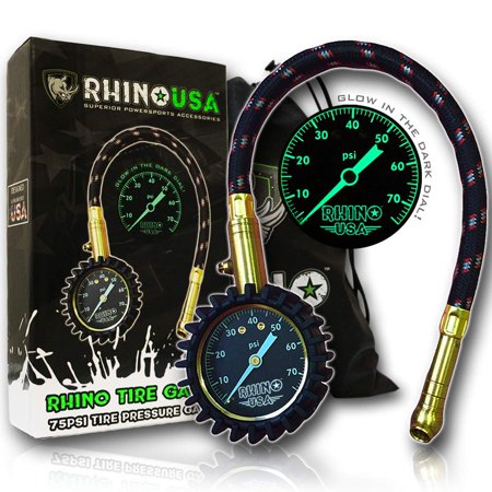 RHINO USA Heavy Duty Tire Pressure Gauge (0-75 PSI) NEW FREE