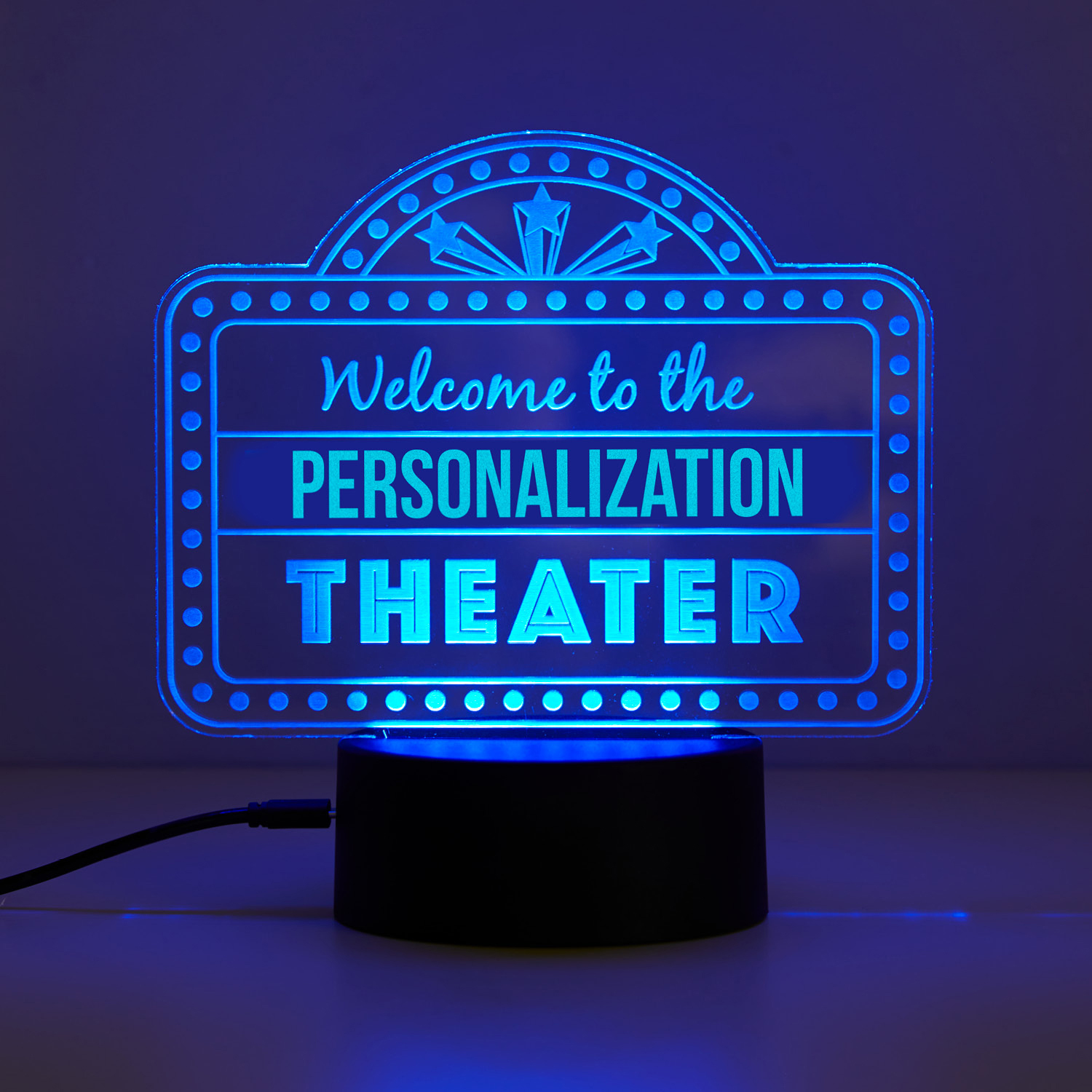 Personalized Planet Home Family Theather Multicolor LED Night Light with Custom Name Laser Engraved on Acrylic Design Insert