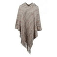 thumbnail image 2 of Elainilye Fashion Women's Poncho Sweater Casual Warm Tassel Cape Knitted Shawl Striped Scarf Pullover Tops Gifts for Women,Brown, 2 of 8