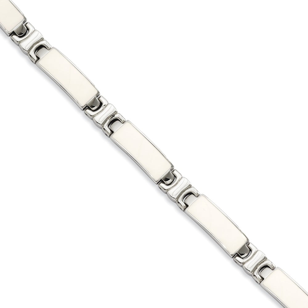 White Stainless Steel bracelet Chain style Fancy 7.5 in 9 mm