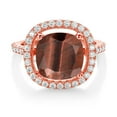 thumbnail image 2 of Gem Stone King 18K Rose Gold Plated Silver Ring Tiger Eye Moissanite (4.19 Cttw), 2 of 3