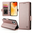 thumbnail image 7 of Compatible with iPhone 16 Wallet Case, Classic PU Leather Flip Folio Case with Card Holders Kickstand [Shockproof TPU Inner Shell] Phone Cover for iPhone 16, Rosegold, 7 of 7