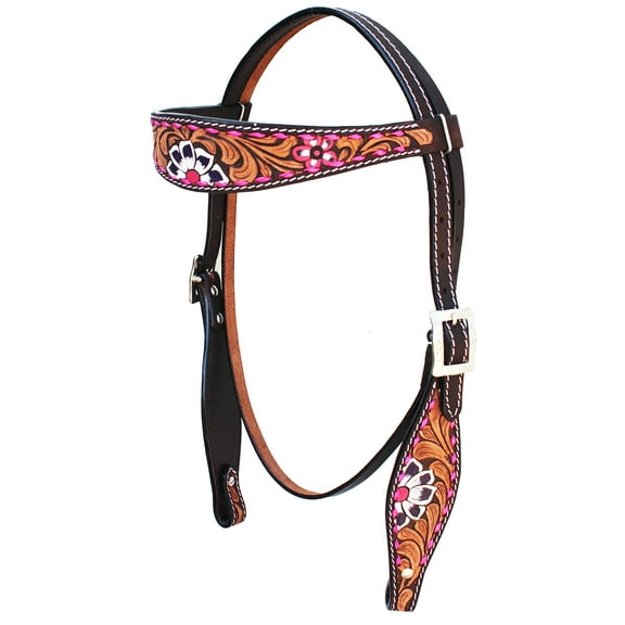 Horse Western Floral Tooled Browband Bridle & Breast Collar Tack Set 78HR36B