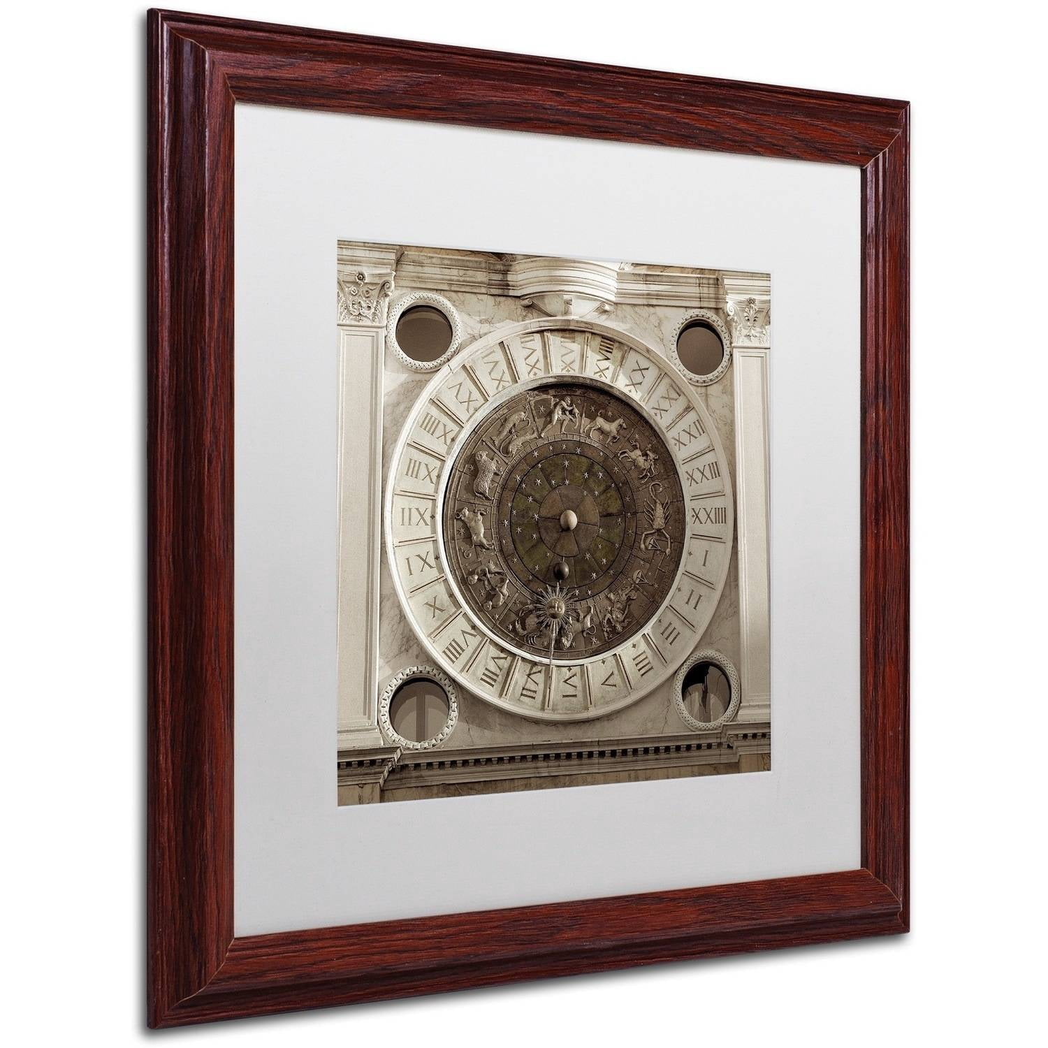 Trademark Fine Art "Il Grande Orologio IV" Canvas Art by Alan Blaustein, White Matte, Wood Frame