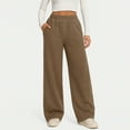 thumbnail image 2 of YDFCWXW Women's Wide Leg Elastic Waist Sweatpants Baggy Straight Leg Lounge Pants Fall Outfits Athletic Joggers with Pockets (Coffee, L), 2 of 5