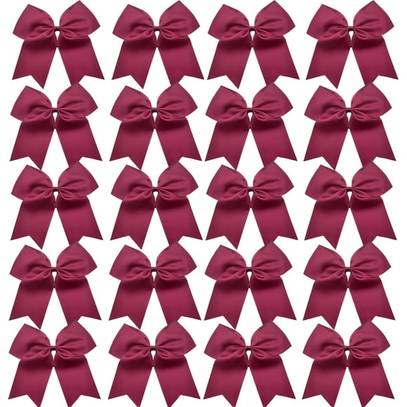 Hipcheer 20 lazos grandes de 8.0 in para animar a niñas, hechos a mano, cinta de grogrén, accesorios para el pelo para adolescentes y niñas, deportes de animadora de softbol (granate 2)