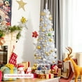 thumbnail image 2 of Costway 6ft Unlit Artificial Slim Pencil Christmas Tree with Metal Stand White, 2 of 10