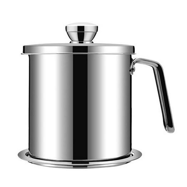 Kitchen Stainless Steel Cooking Oil Can Pot Grease Container with Mesh