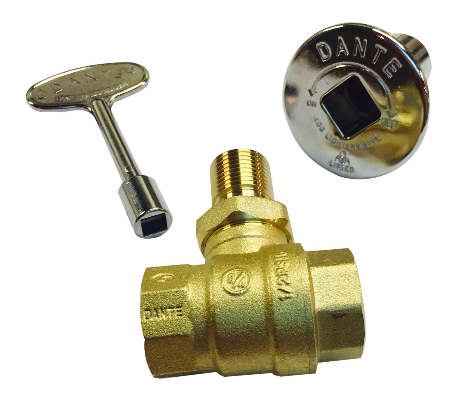 Dante 3/4" Quarter Turn Straight Gas Ball Valve Kit, Chrome