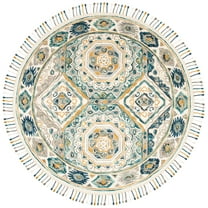 SAFAVIEH Aspen Louis Southwestern Wool Area Rug, Ivory/Charcoal, 7' x 7' Round