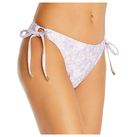 Peony Floral Print Side-Tie Bikini Bottom  Purple  8