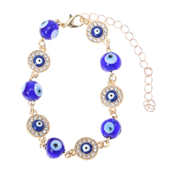 KAKOWELY Pulsera unisex con dije de ojo azul, cadena de mano y mal de ojo