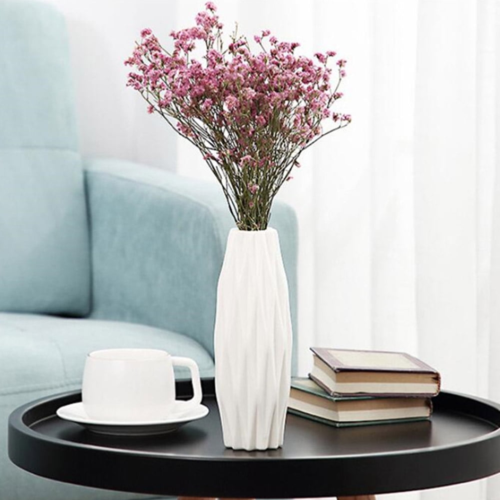 Green+White Home,Office,Artificial Flowers Decor 2PC Vases for Flowers Geometric Flower Vases Decorative Table for Living Room