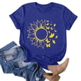 thumbnail image 4 of Outfmvch Tops for Women Trendy Spring Tops for Women 2024 Womens Tops Shirts for Women Sunflower Summer T Shirt Plus Size Loose Blouse Short Sleeve Graphic Casual Tees Polyester Spandex Blue M, 4 of 5