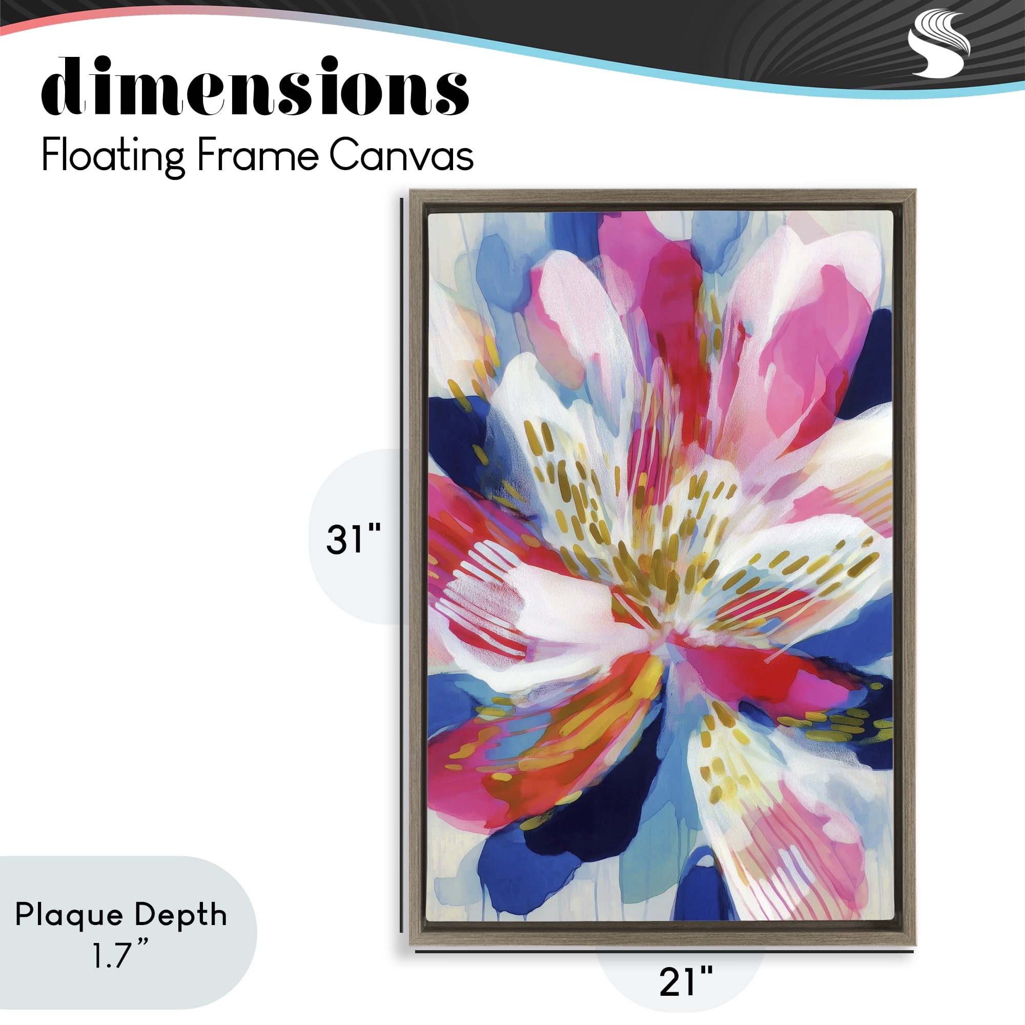 Stupell Industries Lily In Pink & Blue Brown Framed Floater Canvas Wall Art, design by Chromatic Storm Studio