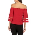 thumbnail image 4 of SAYFUT Sexy Off Shoulder Tops for Women 3/4 Sleeve Elegant Shirts Cold Shoulder Blouses Red S-2XL, 4 of 6