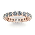 thumbnail image 2 of Natural 3.00Ct Round Cut Diamond Shared Prong Gallery Women's Anniversary Wedding Eternity Band Ring Solid 14k Rose Gold H SI2, 2 of 3