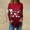 thumbnail image 2 of Inglocry Valentine's Day Women's Funny Heart Print Shirt Fashion Casual Long Sleeve Shirts 2026 Crew Neck Pullover Top Deep Red#1 M, 2 of 5