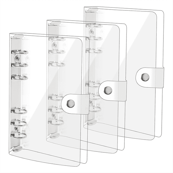 3 Pack A6 Transparent Soft PVC 6 Ring Binder Cover Clear Binder Notebook Cover A6 Binder for Refillable Notebook