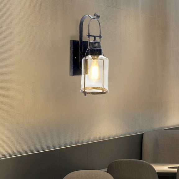 Farmhouse Clear Thickened Glass Sconces Antique Rust Wall Lamp Powerful Lighting Wall Mounted Sconces
