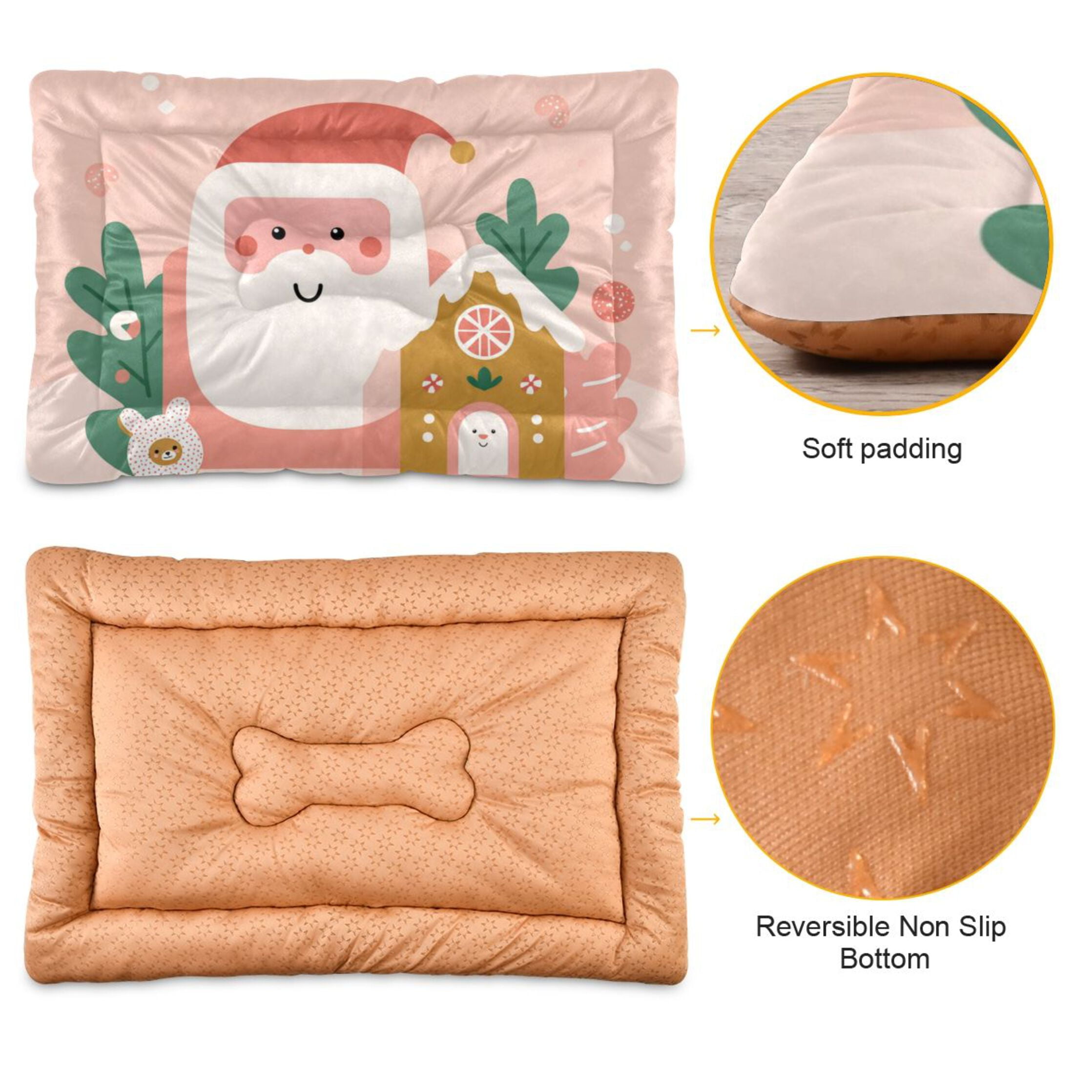Cozy Mat Pet Bed Indoor Outdoor Warm Soft For Cat Dog Puppy(S/M) Christmas Theme