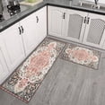 thumbnail image 3 of 2 Piece Bohemian Light Orange Carpet Rug Kitchen Rug Set, Decor Kitchen Rugs, Absorbent Non-Slip Washable Floor Mats, Home Indoor Runner Rugs 17"x47"+17"x30", 3 of 7