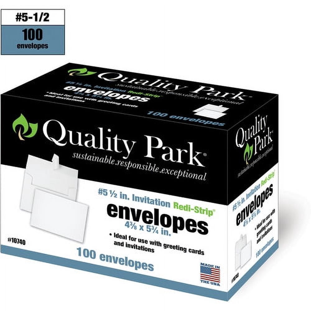Quality Park Redi Strip Greeting Card Envelope #5 1/2 4 3/8 x 5 3/4 White 100/Box 10740