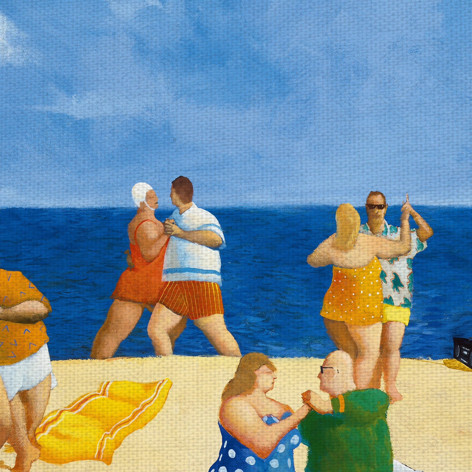 Masterpiece Art Gallery Tango Beach Dancing Couples By Michael Paraskevas Canvas Art Print 22" x 28"