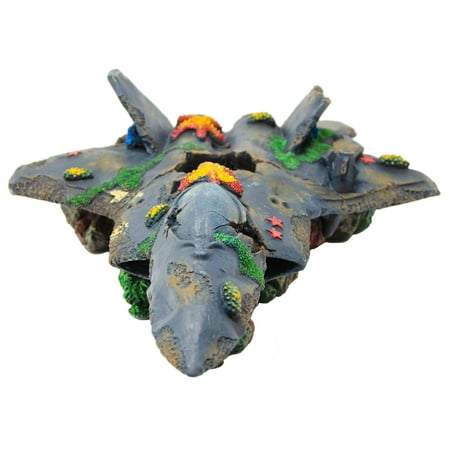 UPC: 0030172083518 | Penn-Plax Deco-Wrecks Wrecked Jet Aquarium Decoration – Large Resin