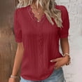 thumbnail image 2 of ORT Womens Tops Summer Short Sleeve V Neck Tunic T-Shirts Blouse Casual Vacation Outfits Printed(RD1,XXL), 2 of 8