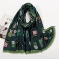thumbnail image 2 of Byfri Cat Animal Print Fringed Shawl Scarf Green 180x85cm Soft Wrap Travel Sun Protection for Women, 2 of 7