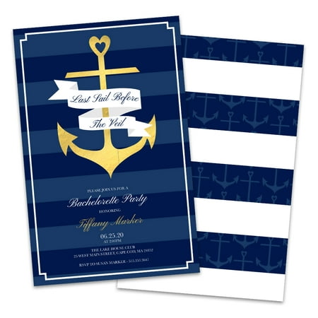 Personalized Last Sail Before The Veil Bachelorette Party (Best Bachelorette Party Invitations)