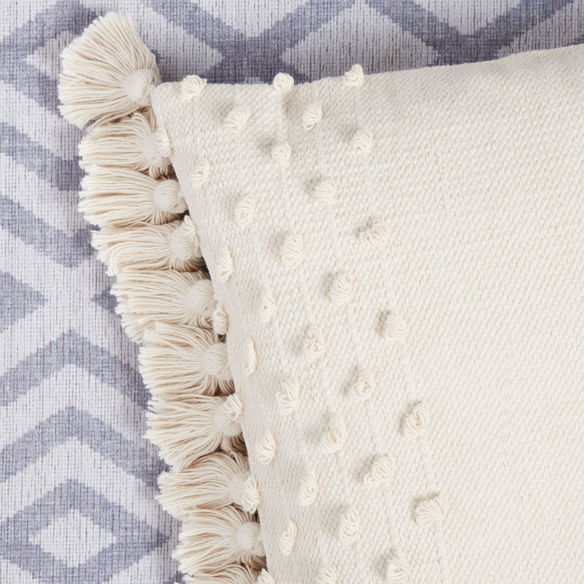 Wanda June Home Textured Cotton Tassel Pillow, 1 Piece, Ivory, 20"x20" by Miranda Lambert