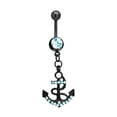 thumbnail image 2 of 14G Surgical Steel Dangling Anchor Belly Button Ring for Women Dangle CZ Barbell Navel Rings Belly Piercing Jewelry, 2 of 6