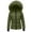 Army Green--puffer jacket with fur hood, variant on Womens Puffer Jackets with Faux Fur Hood Winter Warm Bubble Jacket Coat Windproof Stand Collar Outerwear Full Zip Long Sleeve Coats with Pockets