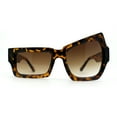 thumbnail image 1 of Womens Asymmetrical Raised Eyebrow Fun Diva Plastic Rectangle Sunglasses Tortoise Brown, 1 of 5