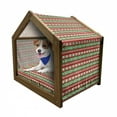 thumbnail image 1 of Fiesta Pet House, Mexican Blanket Geometric Pattern Stripes Rhombuses Arrangement, Outdoor & Indoor Portable Dog Kennel with Pillow and Cover, 5 Sizes, Green Vermilion Cream, by Ambesonne, 1 of 5