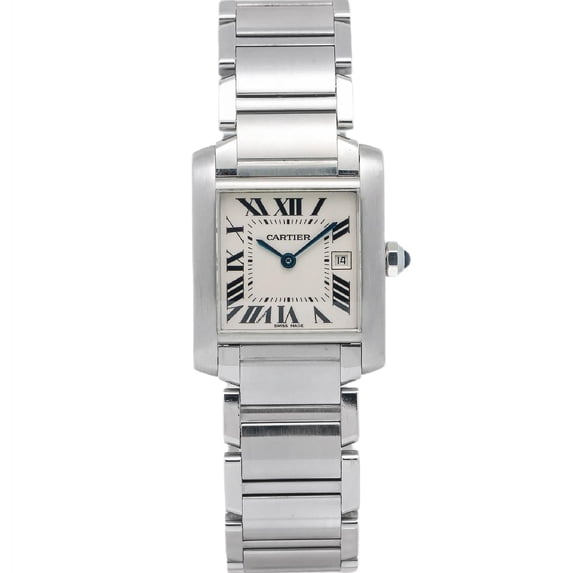 Pre-Owned Cartier Tank Française 28MM W51002Q3 Silver Roman Dial Stainless Steel Bracelet