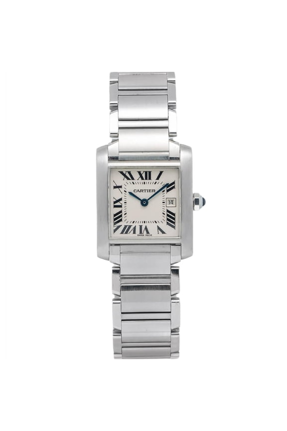 Pre-Owned Cartier Tank Franaise 28MM W51002Q3 Silver Roman Dial Stainless Steel Bracelet