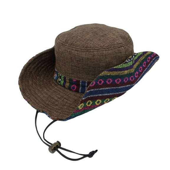 WITHMOONS Mens Wide Brim Boonie Bush Hat Aztec Pattern Outdoor Fishing Bucket Hat KR81416 (Brown)