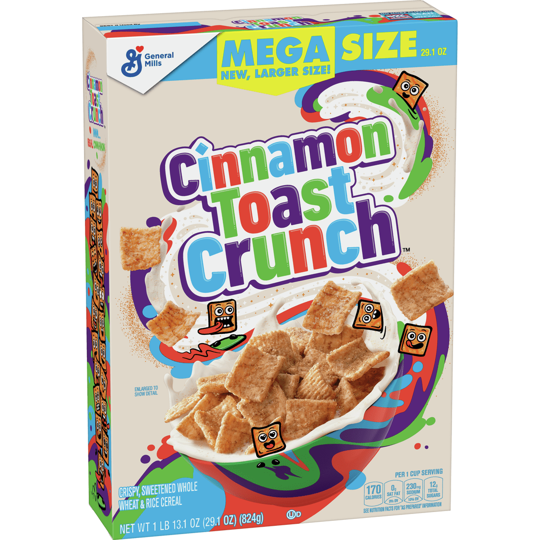 General Mills, Cinnamon Toast Crunch Breakfast Cereal, Mega Size 29.1