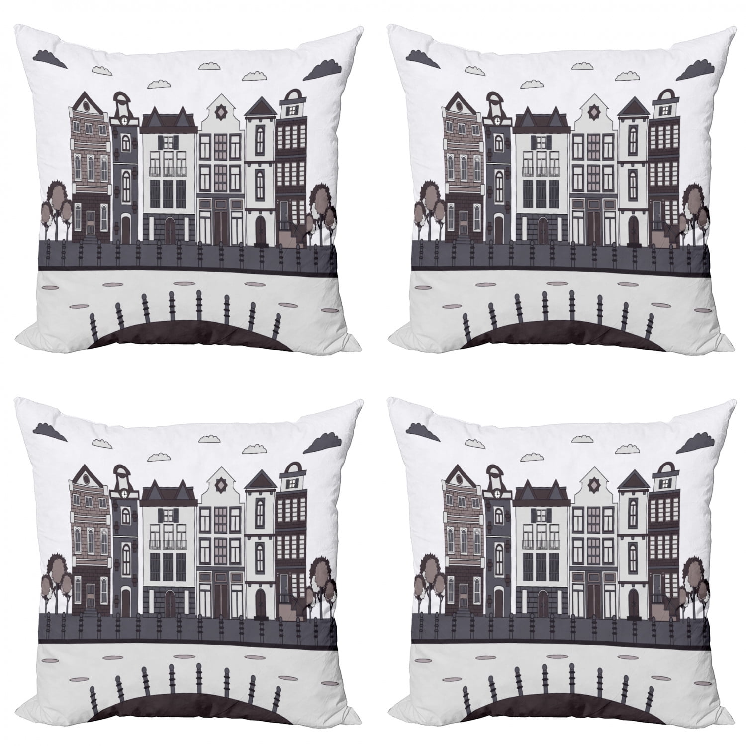 Amsterdam Throw Pillow Cushion Case Pack of 4, Geometric and