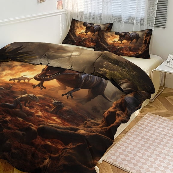 3D Visual Illusion Dinosaur Bedding Set Couple Bedclothes Pillowcase Customized Home Textiles Bed Set for Bedroom Decoration