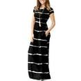thumbnail image 3 of MLANM Women's Short Sleeve Casual Maxi Dresses Empire Party Evening Dress with Pockets,3XL Striped Black, 3 of 7