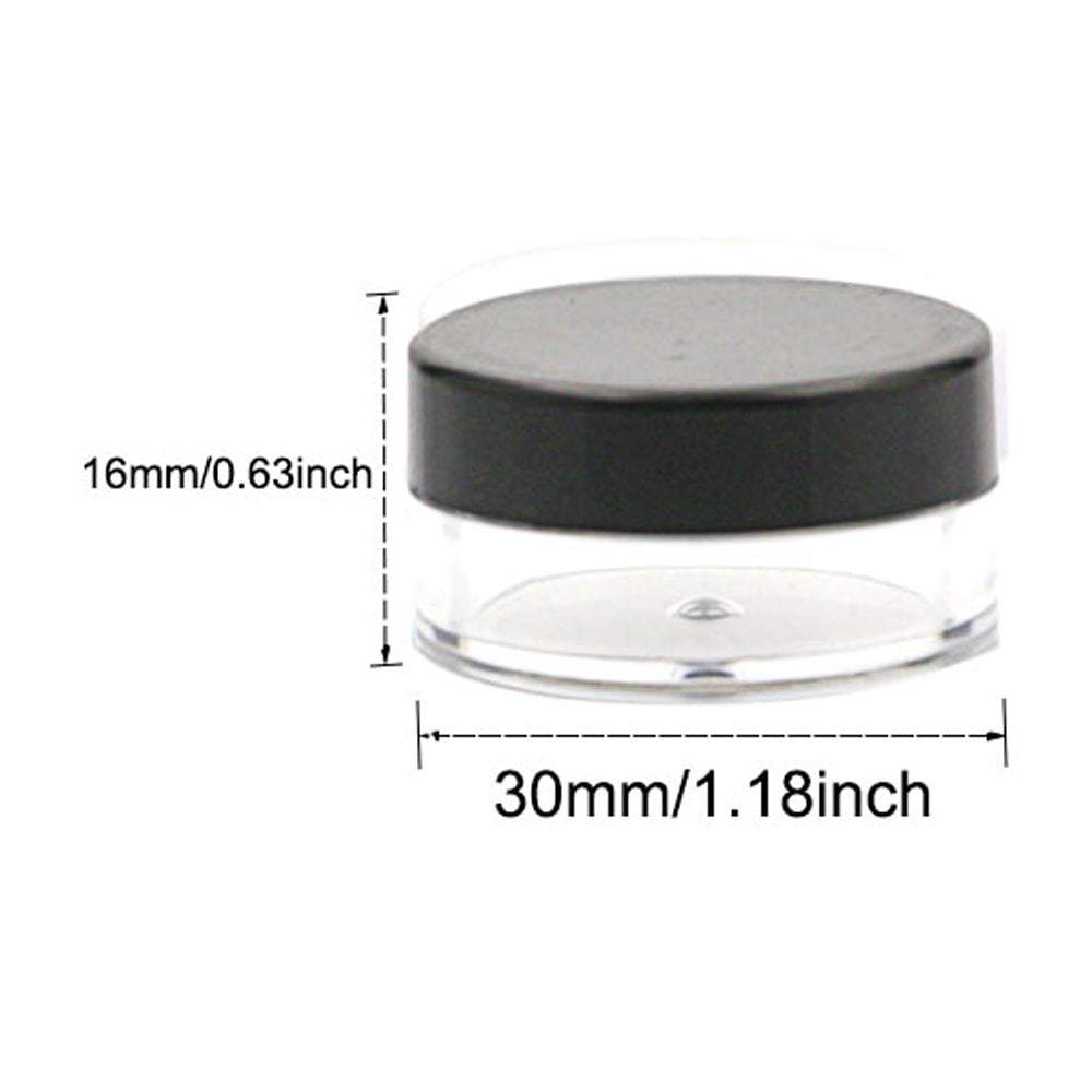 30 Pieces 3g Empty Clear Plastic Sample Containers with Lids Cosmetic Jars (Black 3g)