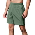 thumbnail image 3 of Athletic Shorts For Men with Pockets Plus Size Elastic Waist Solid Color Pants for Outdoor Work Summer Men's Hiking Cargo Workwear Gifts for Men Green M, 3 of 10